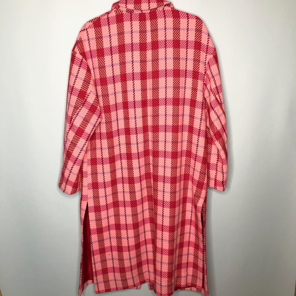 Topshop Suzy Side Check Long Pink Coat - Picture 8 of 8